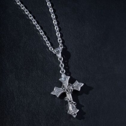 Gothic Chained Cross Pendant Necklace